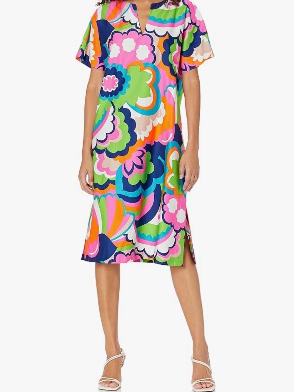 Trina Turk NWT Floral Midi Honolulu Dress Bold Print Summer Resort Wear Size M